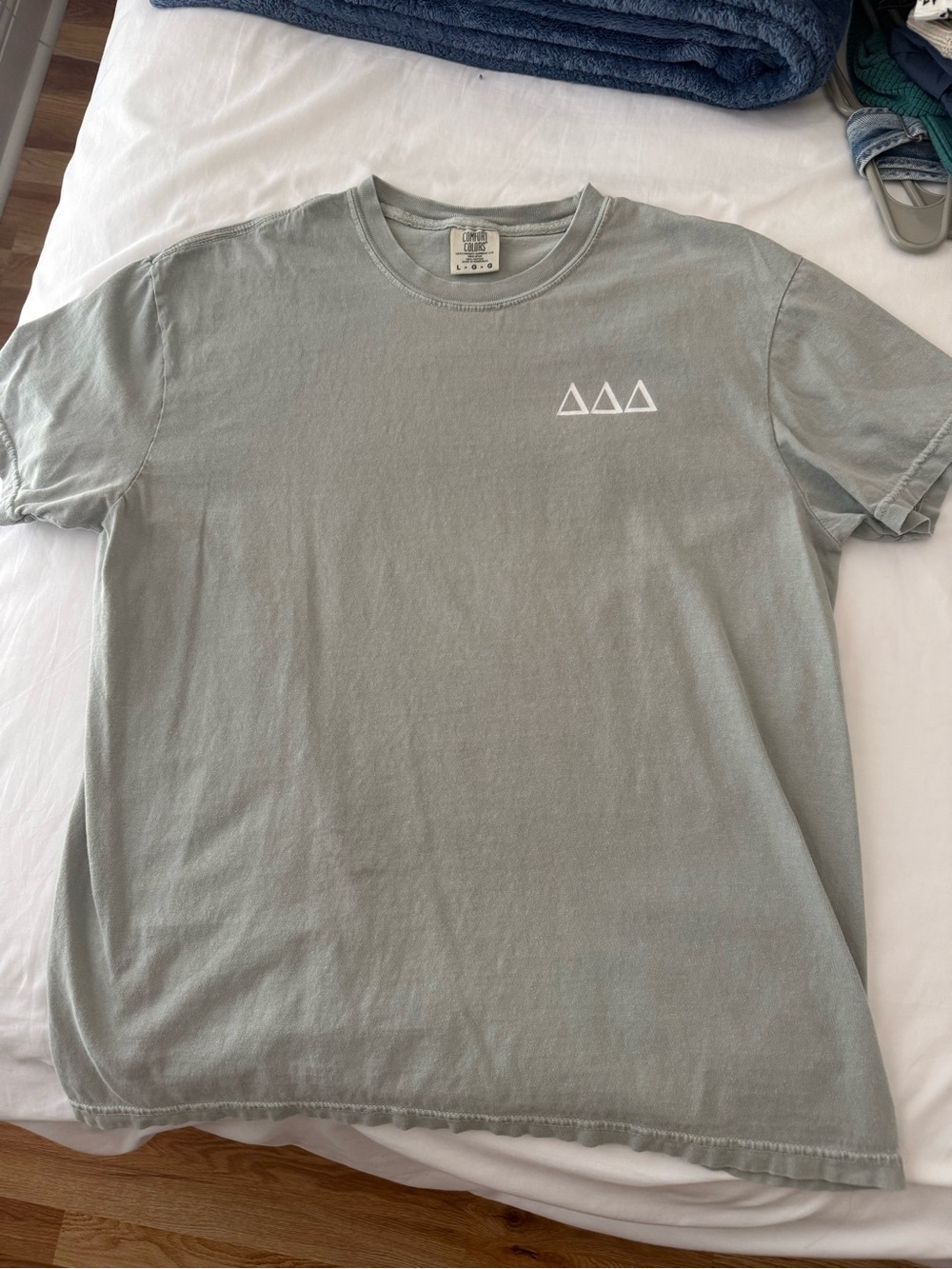 Tri Delta Comfort Colors Short Sleeve Tee in Sage with White Tri Delta Graphic